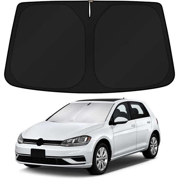 Canvcle Windshield Sun Shade for 2015-2021 Volkswagen Golf GTI e-Golf VW Golf R 4 Door Hatchback Sunshade Sun Visor Protector Foldable Blocks UV Rays