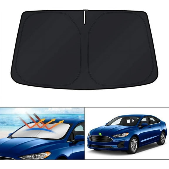 Canvcle Windshield Sun Shade for Ford Fusion 2013-2021 Front Window Screen Cover Sun Visor Protector Foldable Blocks UV Rays Keep Your Car Cooler