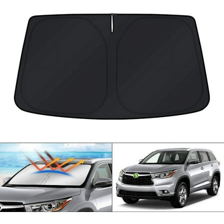 Canvcle Windshield Sun Shade for Toyota Highlander 2014-2019 Window Sun Cover Visor Protector Foldable Blocks UV Rays Keep Your Car Cooler