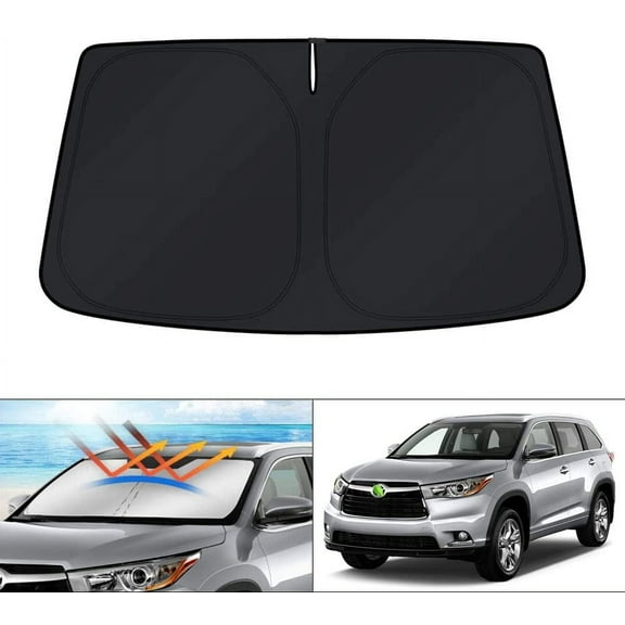 Canvcle Windshield Sun Shade for Toyota Highlander 2014-2019 Window Sun Cover Visor Protector Foldable Blocks UV Rays Keep Your Car Cooler