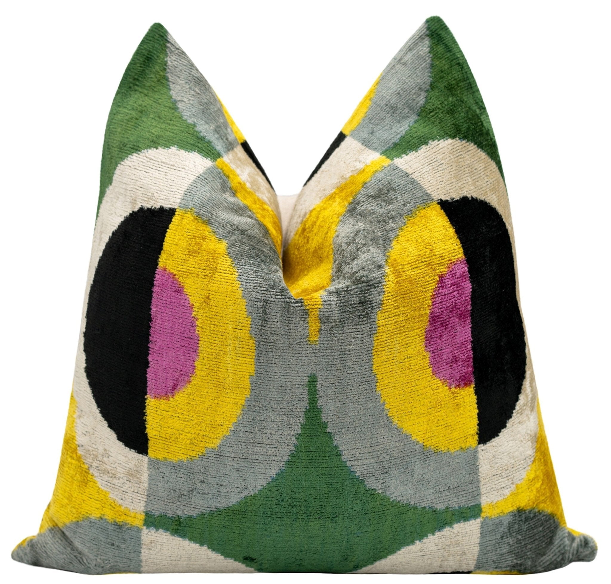 Handmade Velvet Square Throw Pillow with Abstract Design - 20x20 Inches