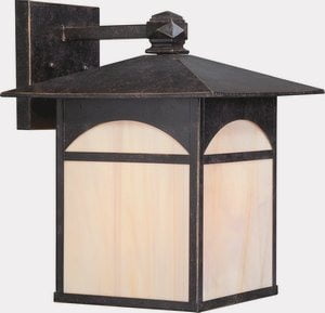 Canyon Bronze Outdoor Wall Lantern with Honey Stained Glass, 14" High