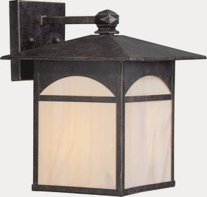 Canyon Umber Bronze 9" Outdoor Wall Lantern with Honey Stained Glass