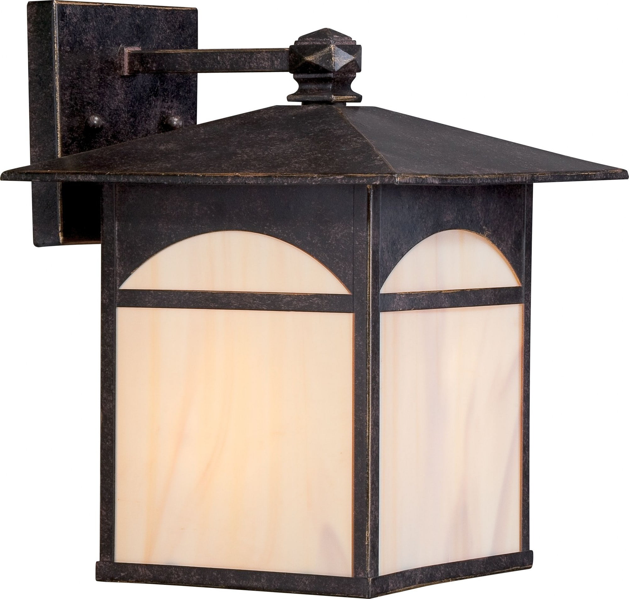 Canyon Umber Bronze 9" Outdoor Wall Lantern with Honey Stained Glass