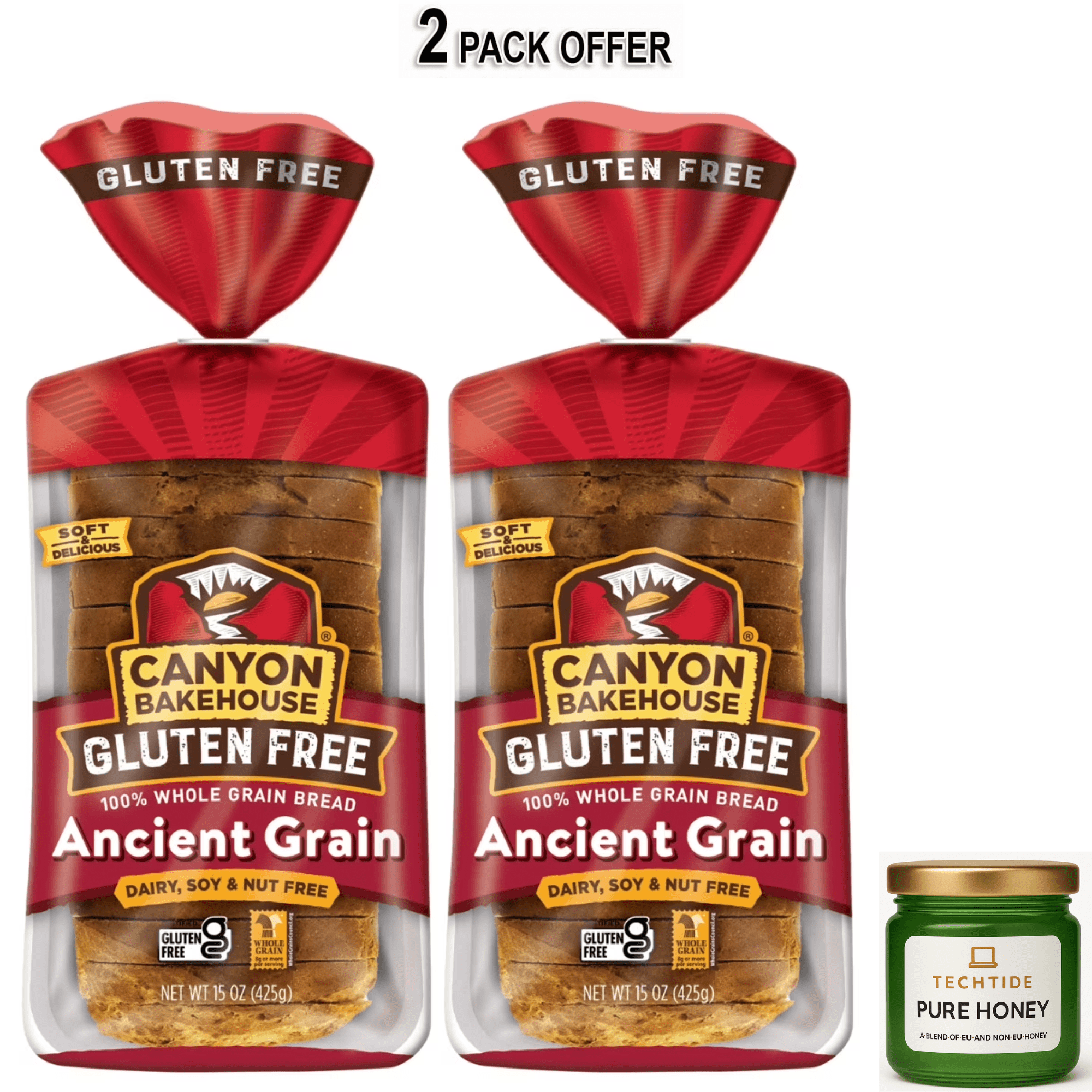 Canyon Bakehouse Ancient Grain Gluten Free Bread, 100% Whole Grain Sandwich Bread, Fresh, 15 oz Bag