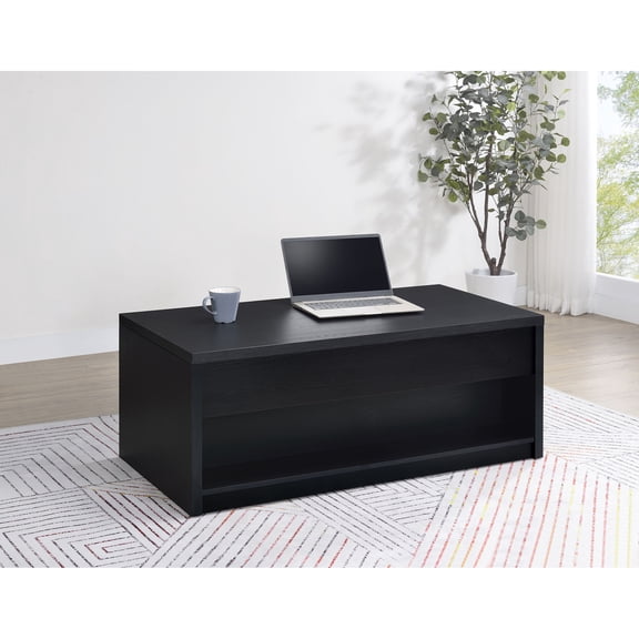 Canyon Black Lift Top Cocktail Coffee Table with Dual Drawers