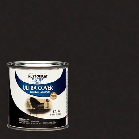 Canyon Black, Rust-Oleum Painter's Touch Ultra Cover Satin, Half Pint, 6 Pack