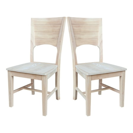 Canyon Collection Set of Two Wood Solid Back Chairs in Unfinished