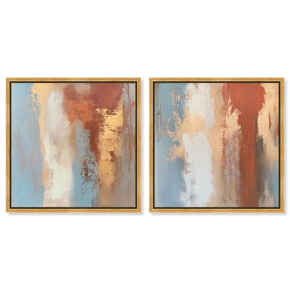 Canyon Colors Set Canvas Print Gold Boho Wall Art Set by Art Remedy, Gold Frame, 20 x 20