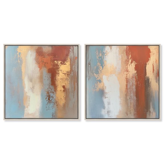 Canyon Colors Set Canvas Print Gold Boho Wall Art Set by Art Remedy, Silver Frame, 16 x 16