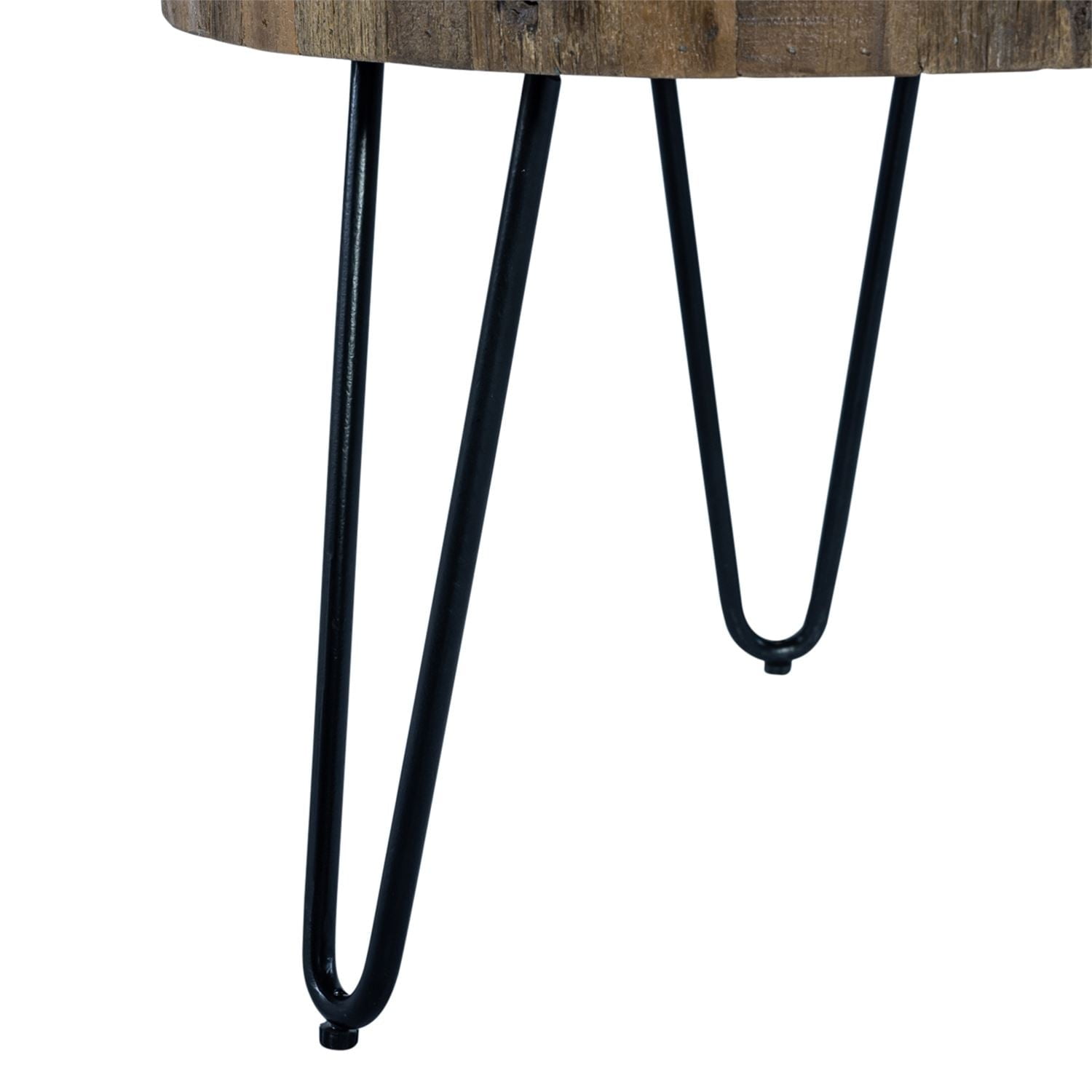 Canyon Round Brown Wood and Metal Accent Table