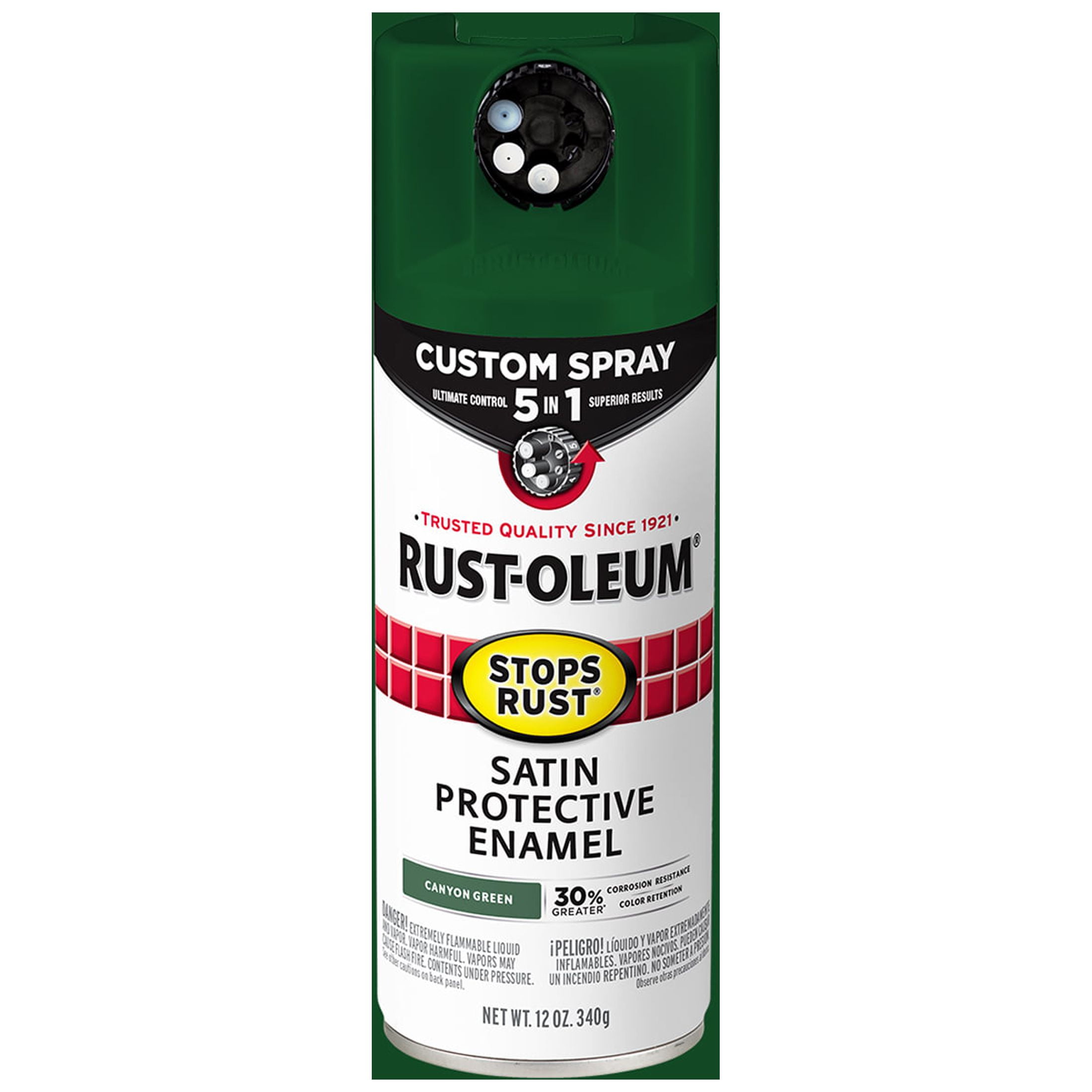 Canyon Green, RustOleum Stops Rust Custom Sprays 5 in 1 Satin Spray