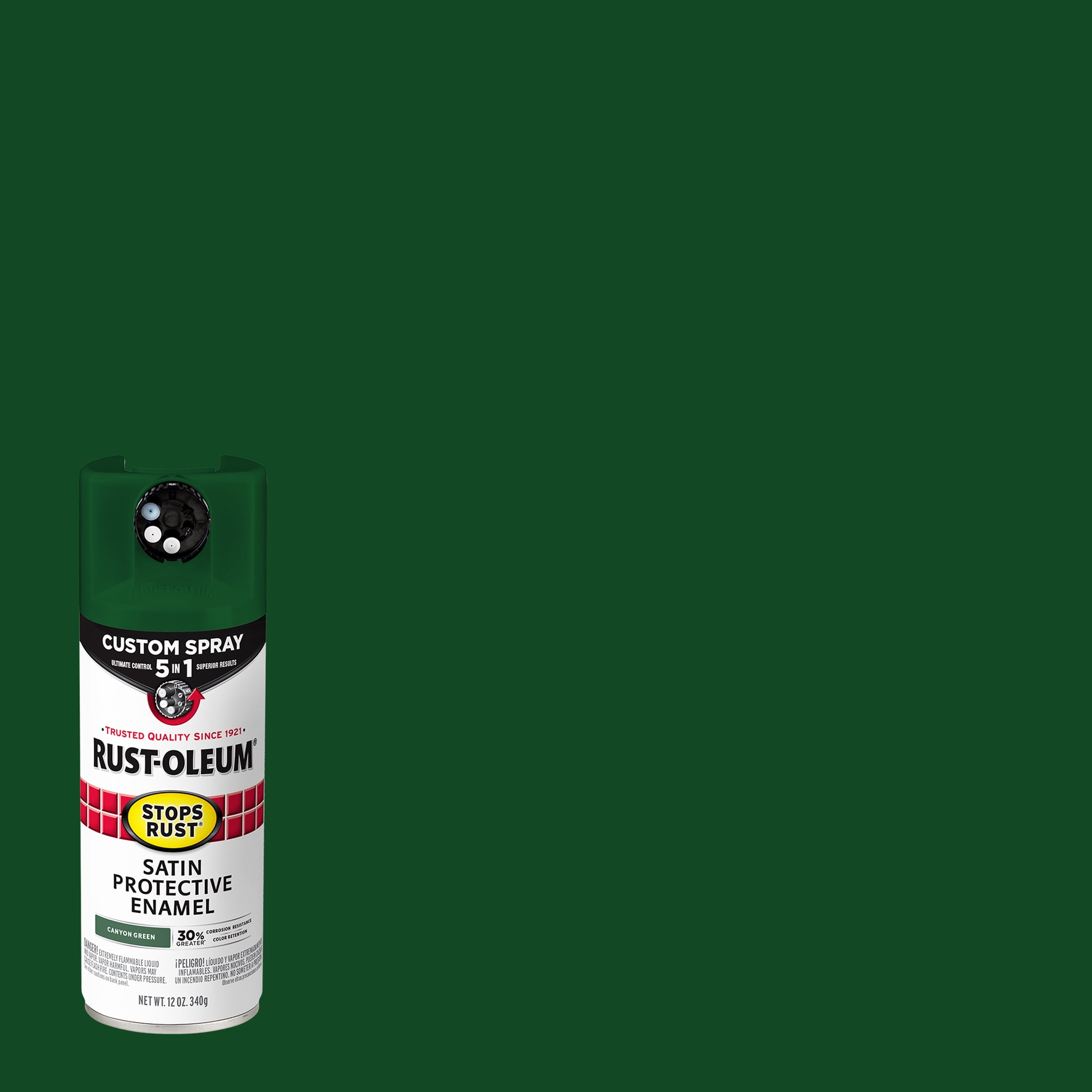 Canyon Green, RustOleum Stops Rust Custom Sprays 5 in 1 Satin Spray
