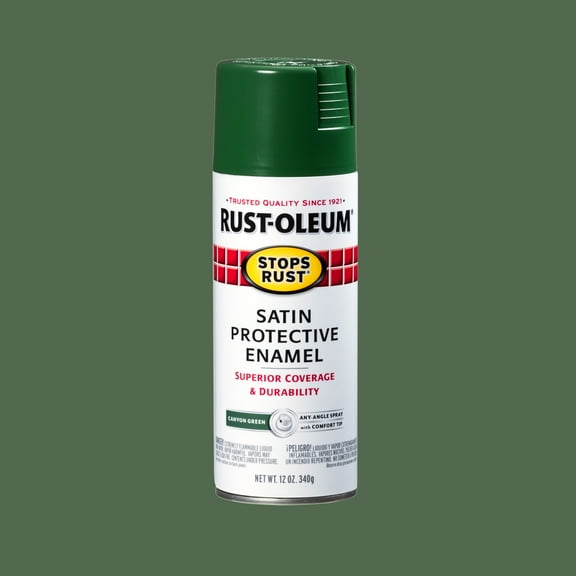 Canyon Green, Rust-Oleum Stops Rust Satin Protective Enamel Spray Paint-371673, 12 oz