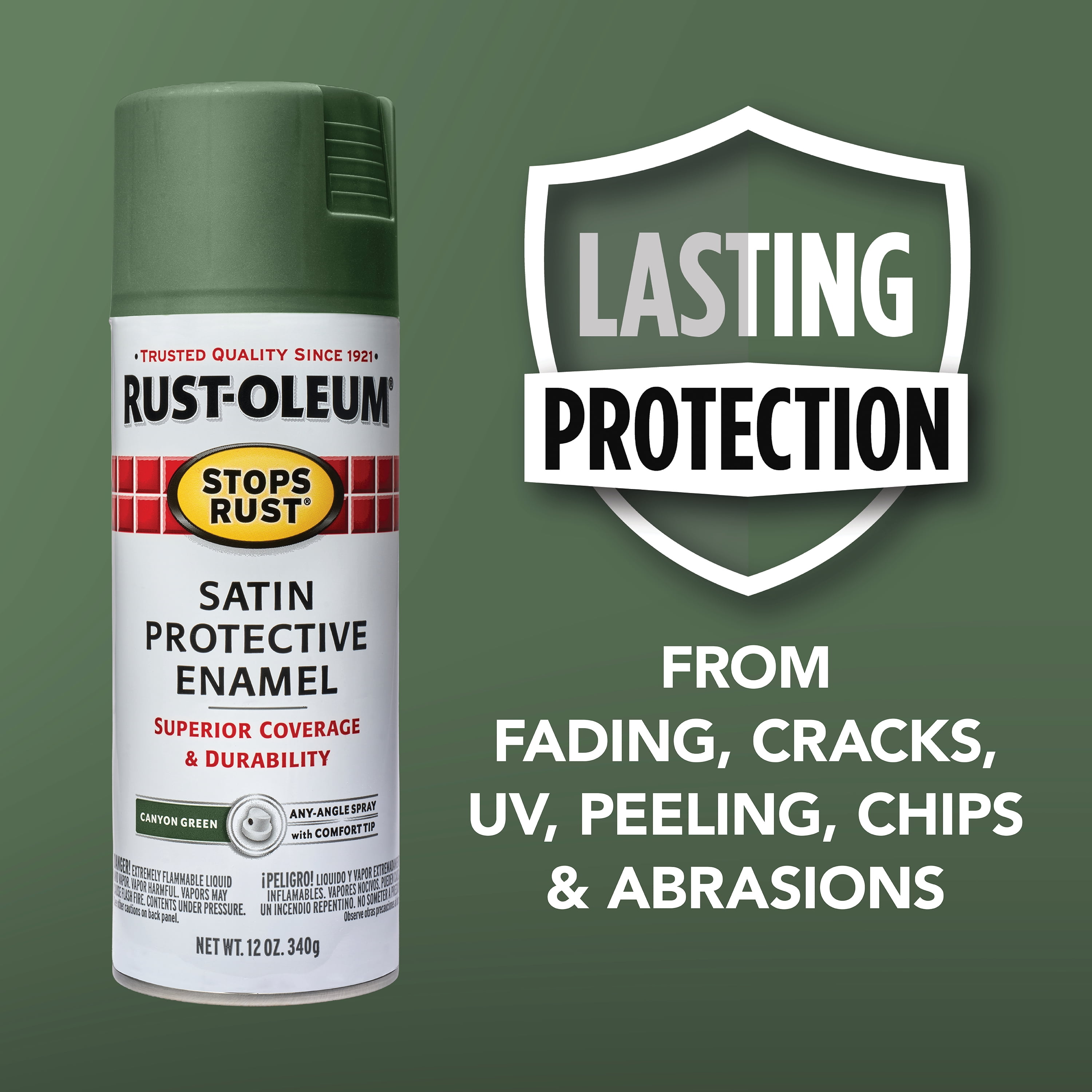 Canyon Green, Rust-Oleum Stops Rust Protective Enamel Satin Spray