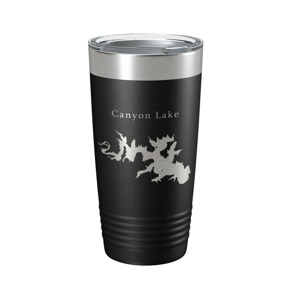 Canyon Lake Map Tumbler Travel Mug Insulated Laser Engraved Coffee Cup Texas 20 oz Black