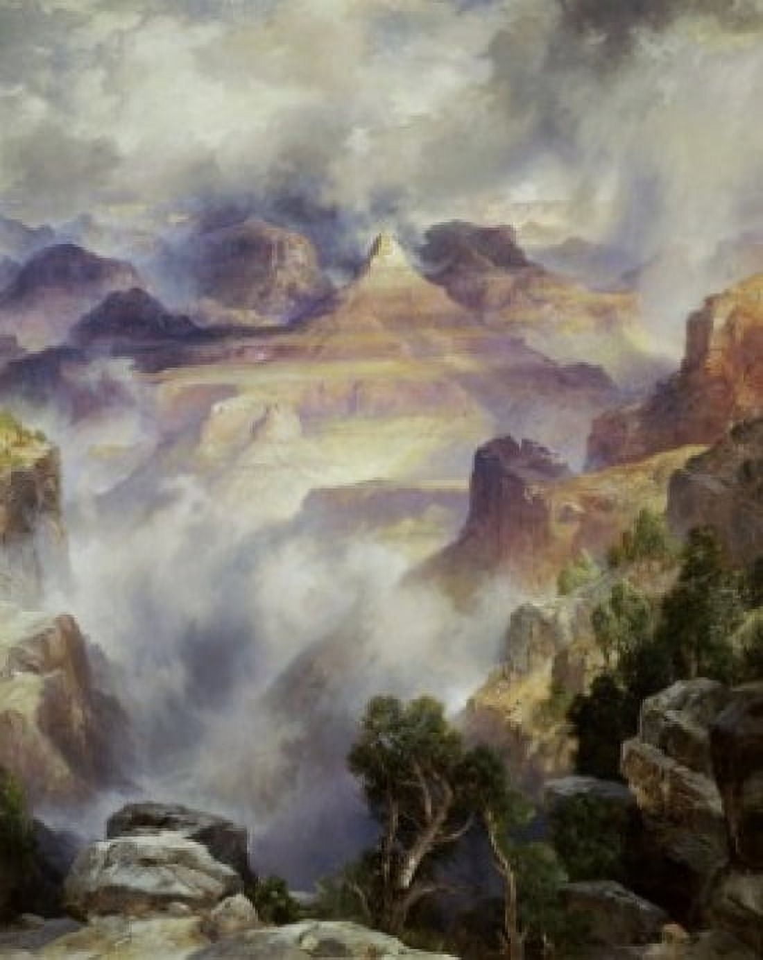 Canyon Mists Zoroaster Peak Grand Canyon Thomas Moran (1837-1926American) Canvas Art - Thomas Moran (24 x 36)