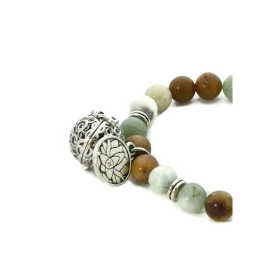 Canyon Natural Stone Essential Oil Diffuser Bracelet- Lotus Charm
