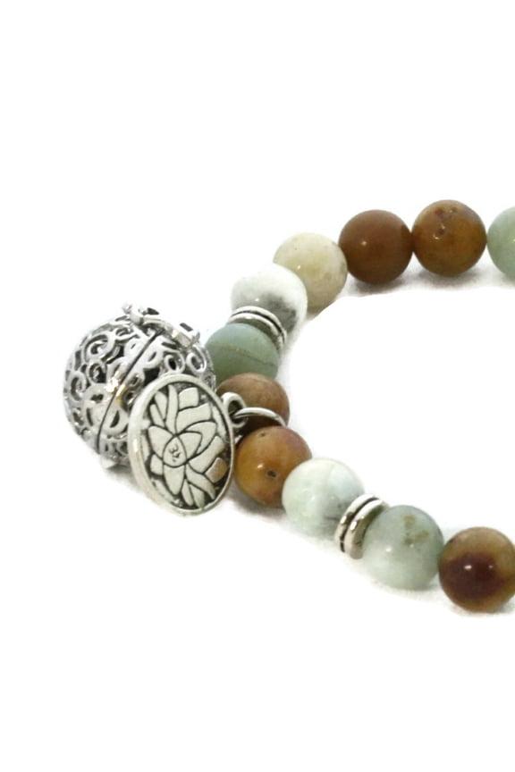 Canyon Natural Stone Essential Oil Diffuser Bracelet- Lotus Charm