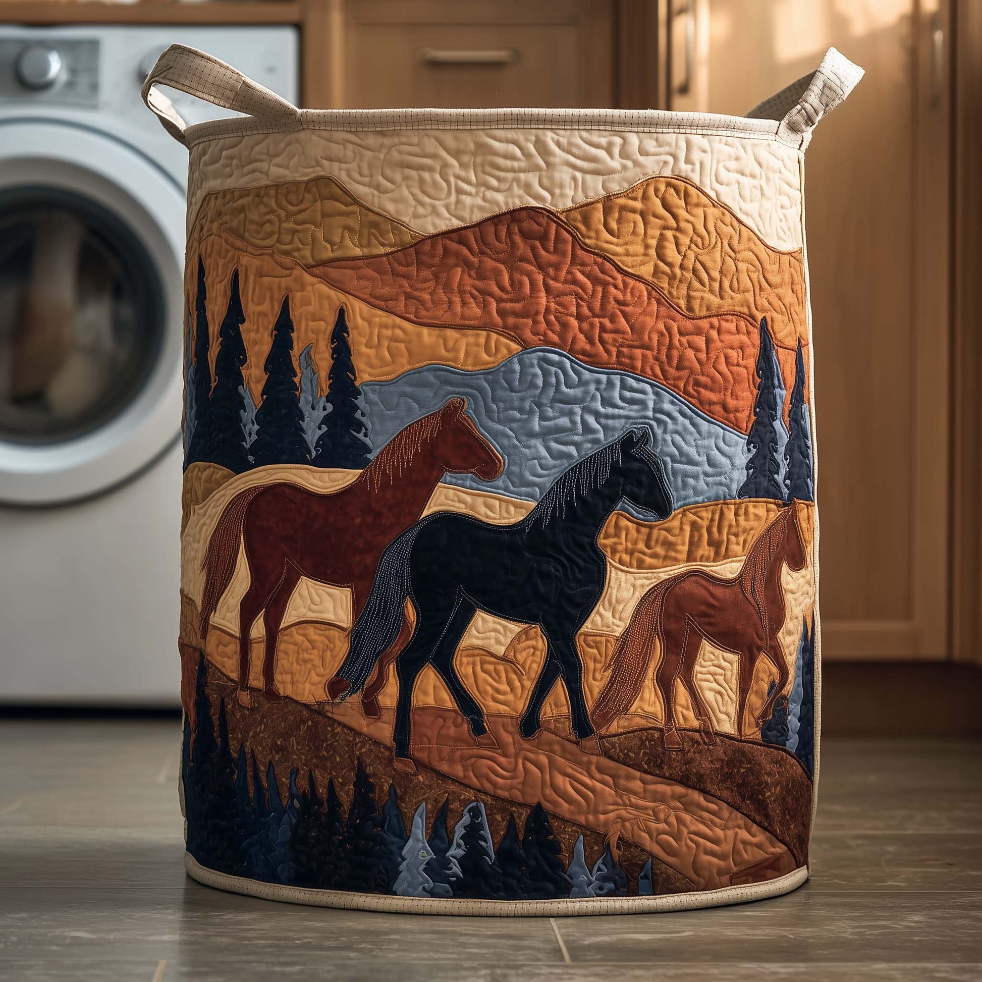 Canyon Riders Quilted Laundry Basket, Storage Bin Laundry Basket Fabric ...