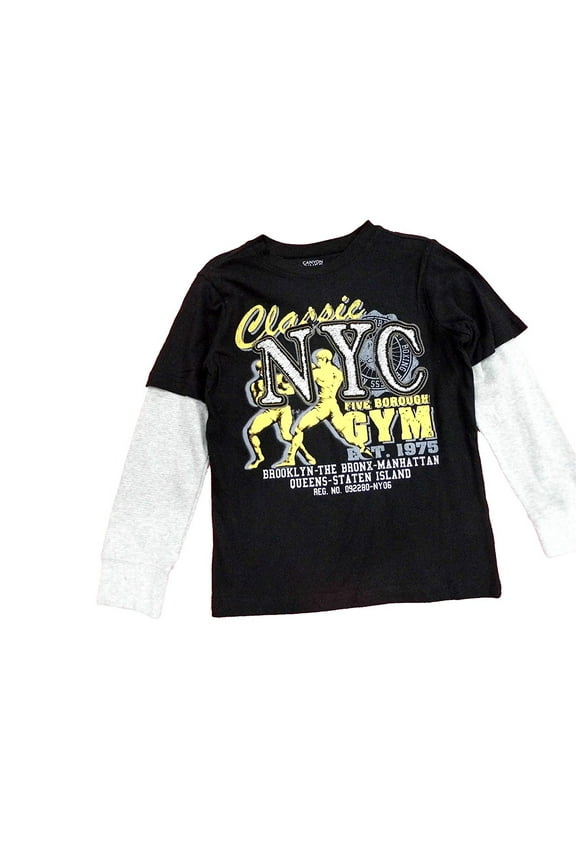Boy's Layered Graphic T-shirt New York City Nyc Black 8