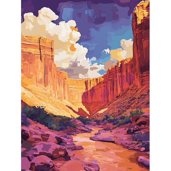 Canyon River Landscape Wall Art/Canvas Print Suitable for Living Room Bedroom Office Hotel and Restaurant Decoration