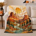 thumbnail image 1 of Canyon River Sun Art Cypress Trees Red Rocks, Peaceful Festive Scene, Warm Flannel Blanket for Cabin and Lodge, Art Lovers Thanksgiving Gift, Festive Home Decor, 1 of 9