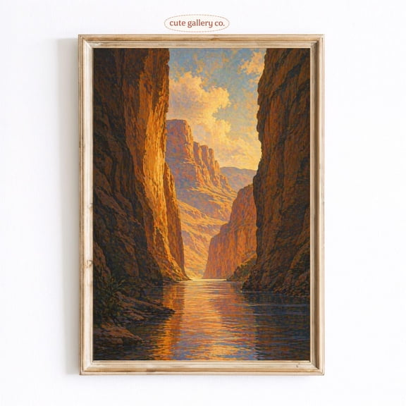 Canyon River Sunset Desert Landscape Wall Art Home Decor Unframed Paper Print