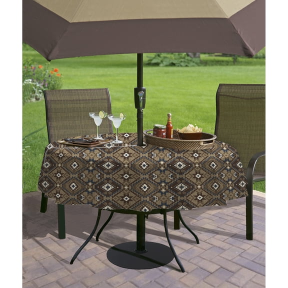 Canyon Road Santa Fe Style Spillproof Vinyl Tablecloth with Polyester Flannel Backing