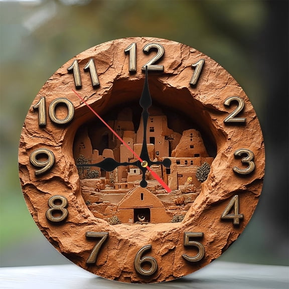 Canyon Rock Wall Clock Rustic Home Decor Unique Gift 10-Inch Silent Wooden Wall Clock, Battery Operated (AA Batteries Not Included), Artistic Home Decor