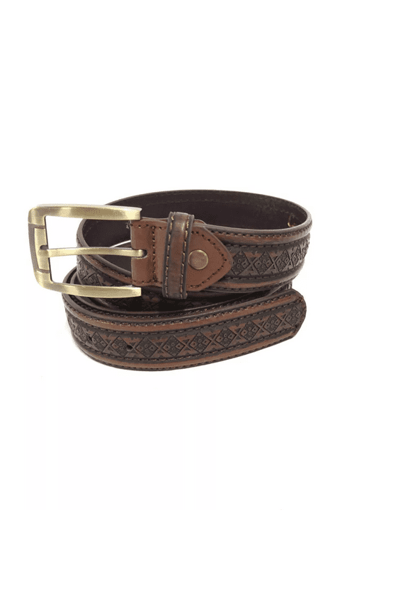 Men's Leather Western Style Belt in Brown, Size 44