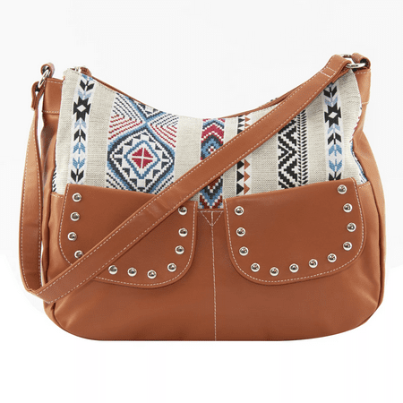 Canyon Sky Southwestern Tan Faux Leather Studded Shoulder Handbag