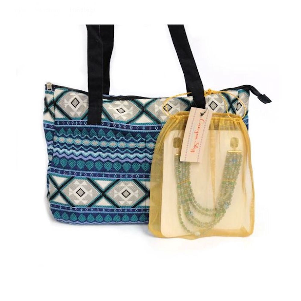 Set 3 Pezzi Canyon Sky Borsa A Tracolla E Marsupio | Donna, Stile Geometrico Beige E Jacquard