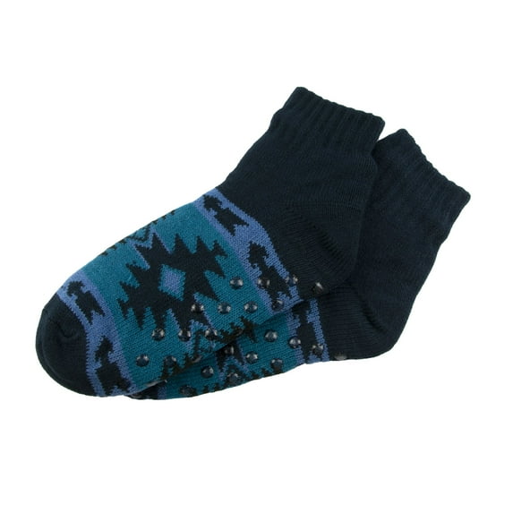 Canyon Sky Women's Sherpa Slipper Socks with Grips in Navy, Size 9-11