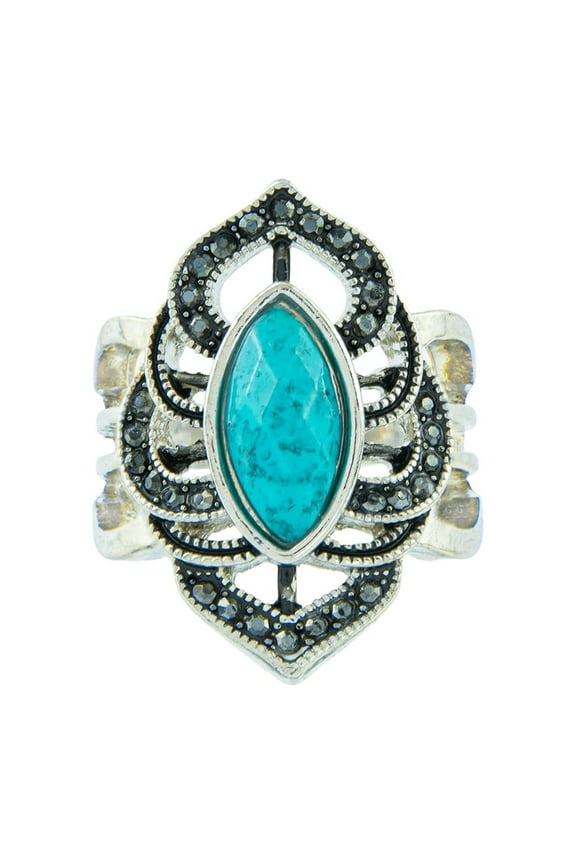Women's Vintage Faux Turquoise Marquise Ring Size 9