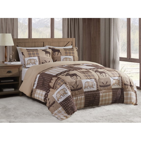 Canyon Trail Brown 3 Piece Microfiber Comforter Set - King
