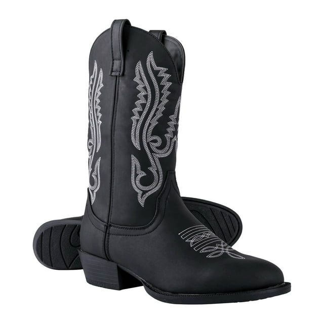 Canyon Trails Mens Classic Durable Round Toe Embroidered Western Rodeo Cowboy Boots