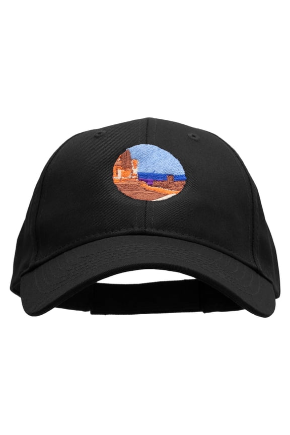 Canyon with Red Mountains Embroidered New Low Profile Organic Cotton Cap - Black OSFM