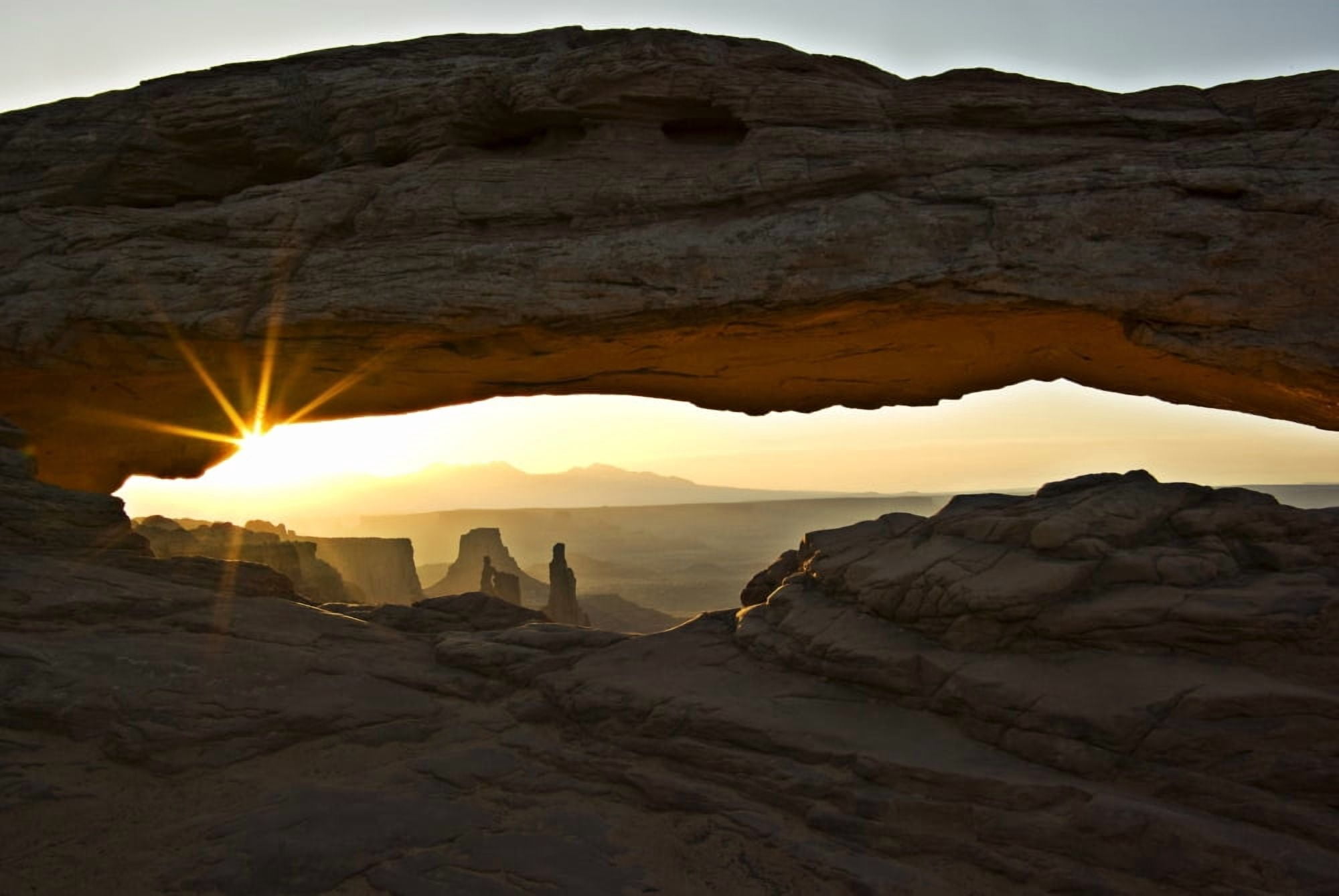 Canyonlands National Park Utah Usa Sunset Through Arch Of Rock Formation Canvas Art - Robert Brown Design Pics (36 x 24)