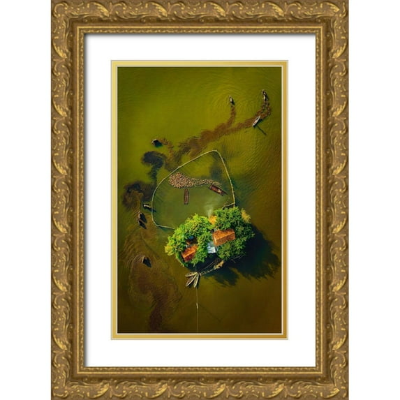 Cao, Alex 13x18 Gold Ornate Wood Framed with Double Matting Museum Art Print Titled - The Buffalo Man
