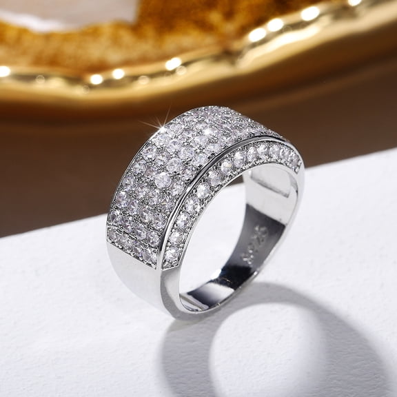 Cao Shi European and American fashion men's rings, luxury half-circle full of diamond zircon rings, unisex ring manufacturers wholesale