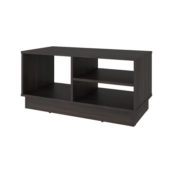 Caoba Modern Coffee Table with Three Open Shelves Storage, Rectangular Accent Center Table for Living Room, Apartment, Office or Family Room