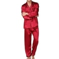 thumbnail image 1 of Caoirhny 2 Pieces Nightwear Set, Men’ s Turn-Down Collar Long Sleeve Tops+ Long Pants for Spring Fall, S/M/L/XL/XXL, 1 of 9