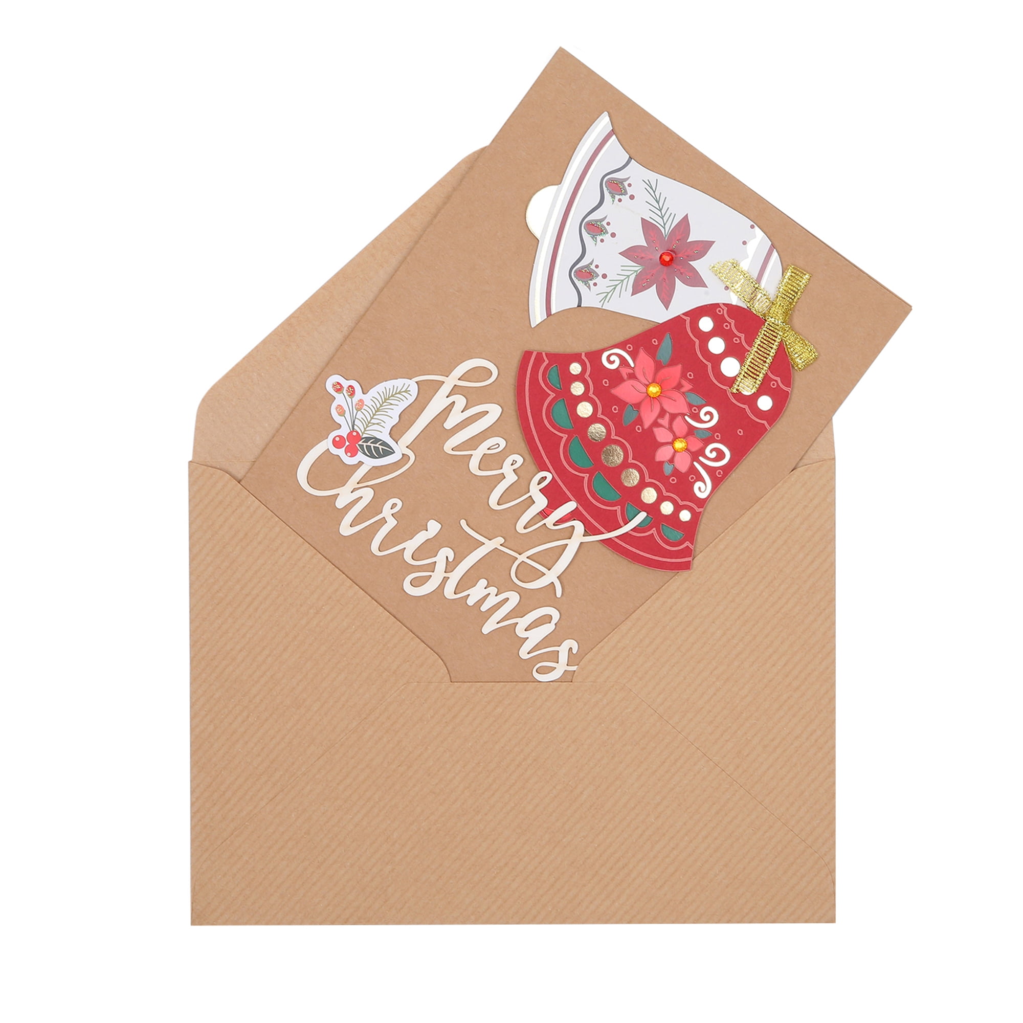 Caoirhny 3D Christmas Cards with Envelopes, Unique Elegant Holiday