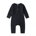 thumbnail image 1 of Caoirhny Baby Boys Girls Jumpsuit, Long Sleeve Henley Neck Solid Button Closure Fall Romper, 1 of 1