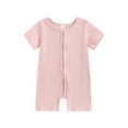 thumbnail image 1 of Caoirhny Baby Boys Girls Jumpsuits Short Sleeve Round Neck Full Zip Ribbed Rompers Newborn Clothes, 1 of 6