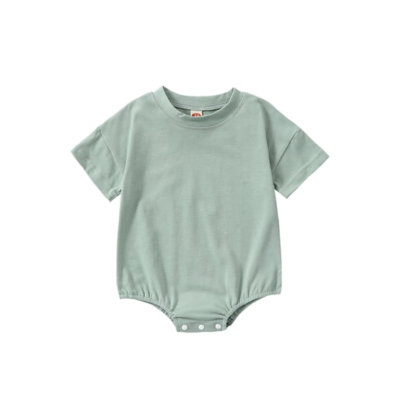 Caoirhny Baby Boys Girls Summer Romper, Short Sleeve Round Neck Solid Color Newborn Bodysuit