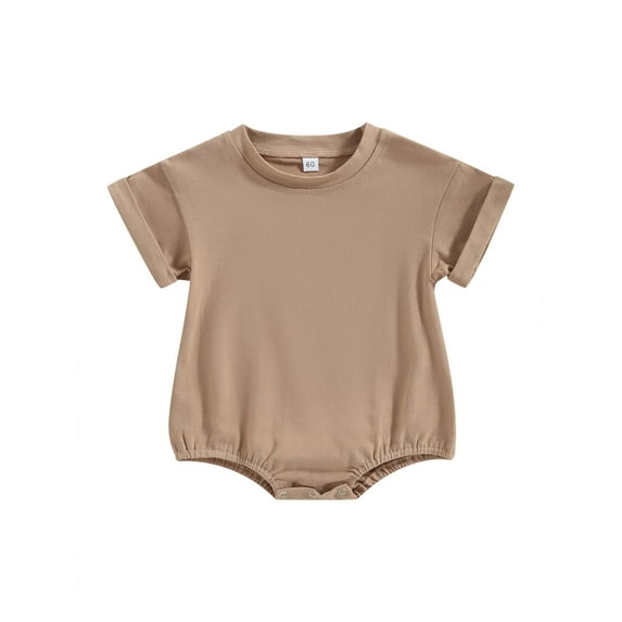 Caoirhny Baby Boys Girls Summer Romper, Short Sleeve Solid Color Bodysuit Newborn Clothes