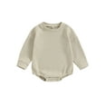 thumbnail image 1 of Caoirhny Baby Fall Romper Casual Long Sleeve Round Neck Waffle Knit Bodysuit Infant Warm Clothes, 1 of 9