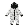 thumbnail image 1 of Caoirhny Baby Girl Boy Halloween Romper Bat Print Long Sleeve Full Length Hooded Jumpsuit for Fall, 1 of 9